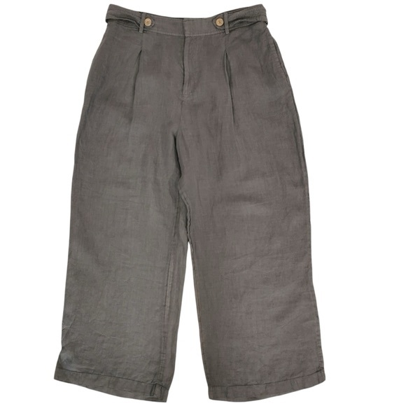 NWT Nicole Miller 100% Linen Super High Rise Wide Leg Cropped Pants - Sz 12 - Picture 1 of 9